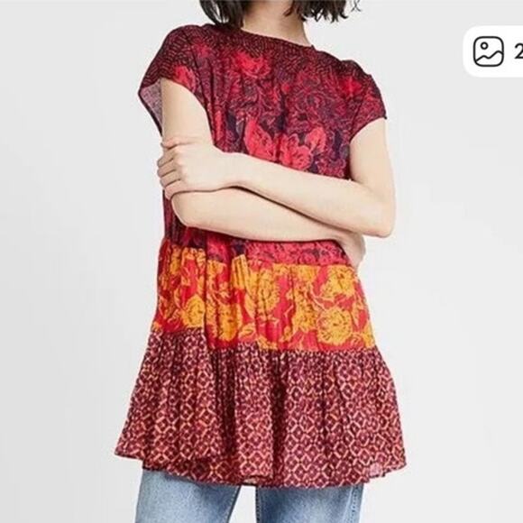 Free People Tiered Tunic Top Size Small - Picture 7 of 8